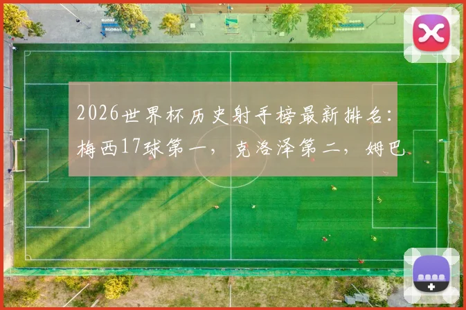 2026世界杯历史射手榜最新排名:梅西17球第一,克洛泽第二,姆巴佩14球已迫近
